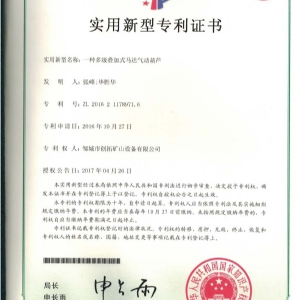 一種多級加式馬達氣動(dòng)葫蘆專(zhuān)利證書(shū)